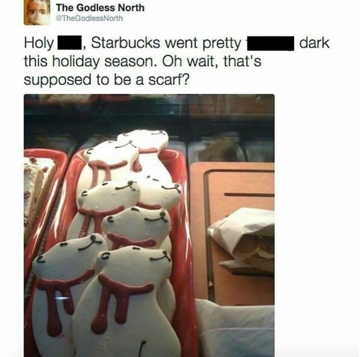 Holy , Starbucks went pretty this holiday season. Oh wait, that's supposed to be a scarf?