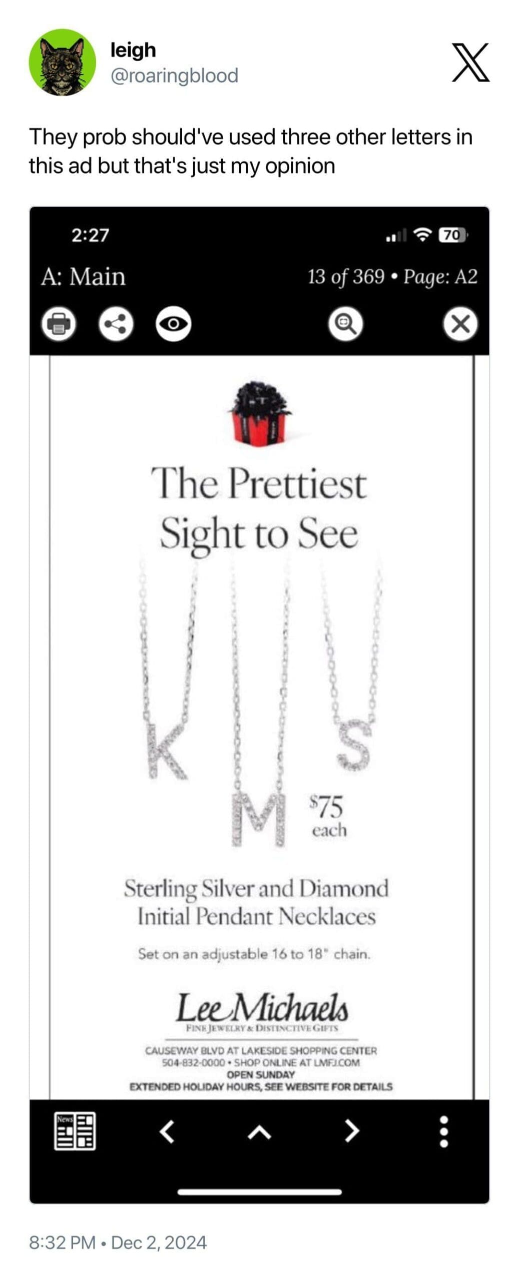 They prob should ve used three other letters in this ad but that's just my opinion