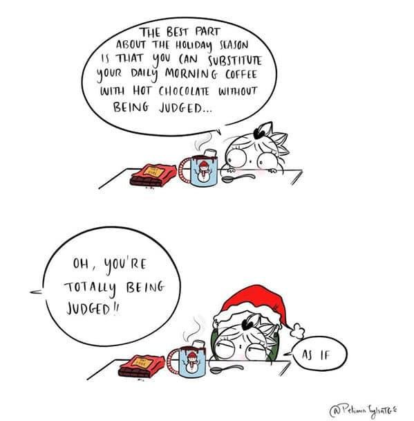 hot chocolate memes, cocoa memes, chocolate drink memes, festive hot cocoa humor, cozy memes, warm memes, snug humor, comforting image jokes