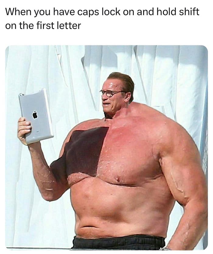 When you have caps lock on and hold shift on the first letter