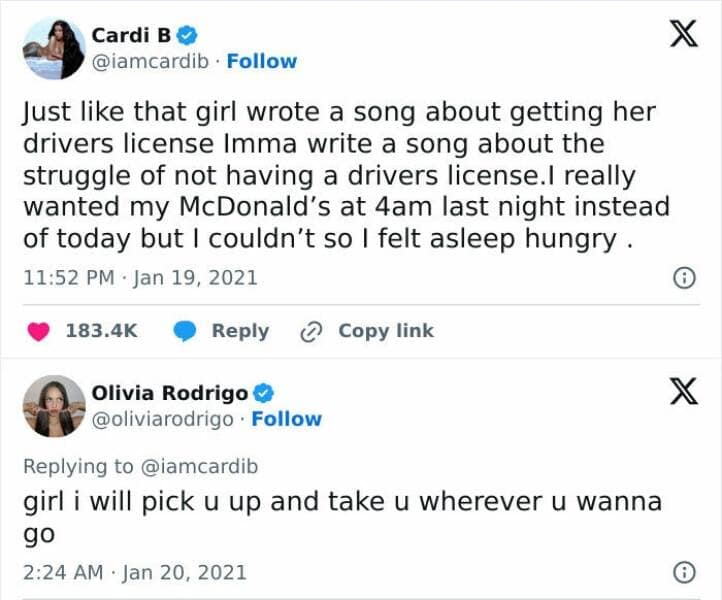 Just like that girl wrote a song about getting her drivers license Imma write a song about the struggle of not having a drivers license.I really wanted my McDonald's at 4am last night instead of today but I couldn't so I felt asleep hungry.