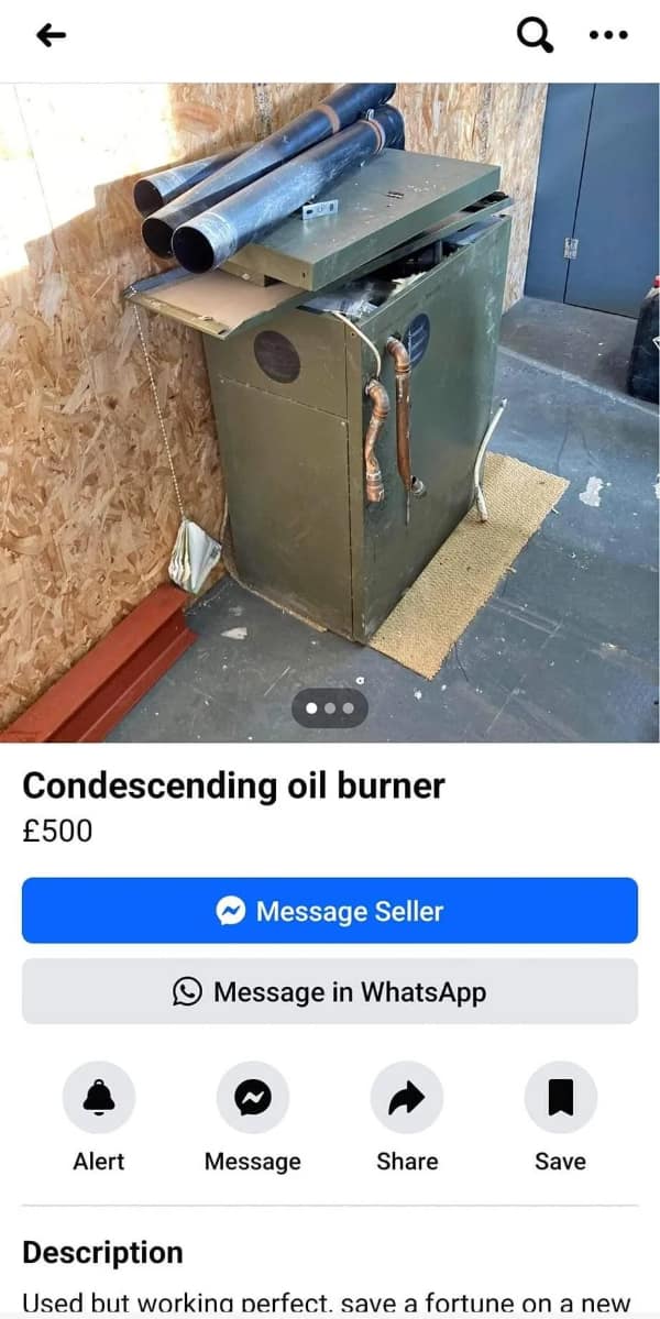 Condescending oil burner
