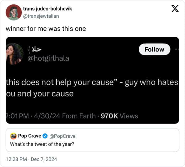 this does not help your cause" - guy who hates ou and your cause