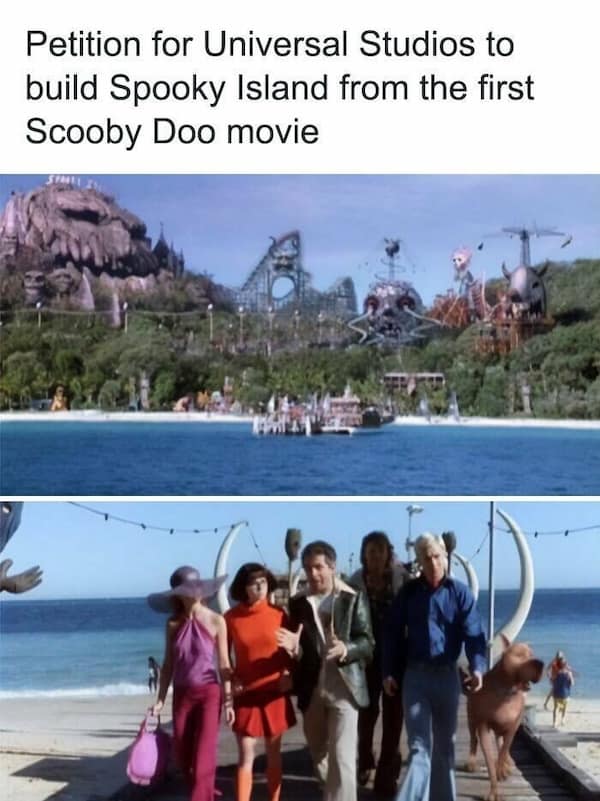 Petition for Universal Studios to build Spooky Island from the first Scooby Doo movie