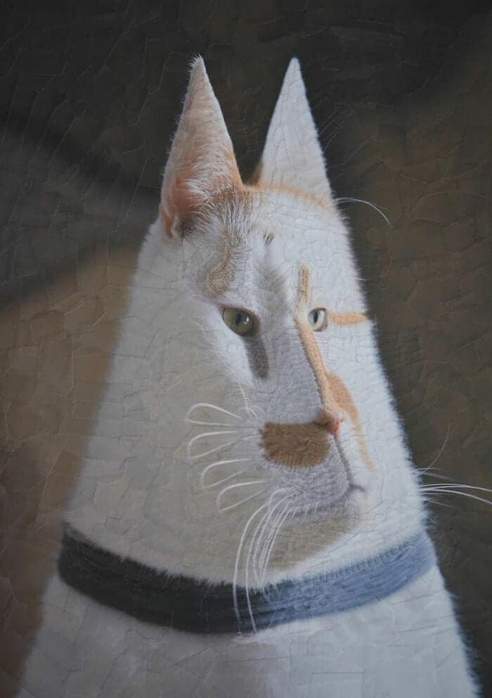 lola dupre, surreal collage, warped painting, bizarre art, animal paintings, creature-based art, fauna portraits, pet canvases, distorted portraits warped visuals, twisted figure art, reconfigured faces