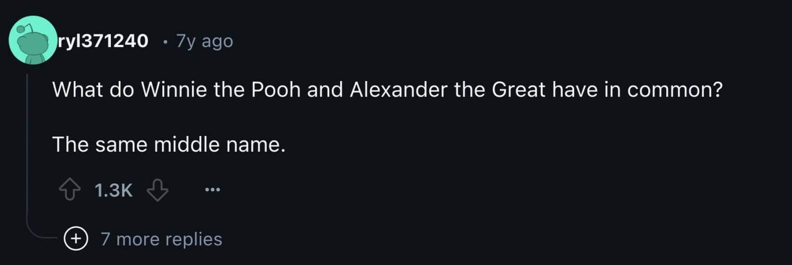What do Winnie the Pooh and Alexander the Great have in common? The same middle name.