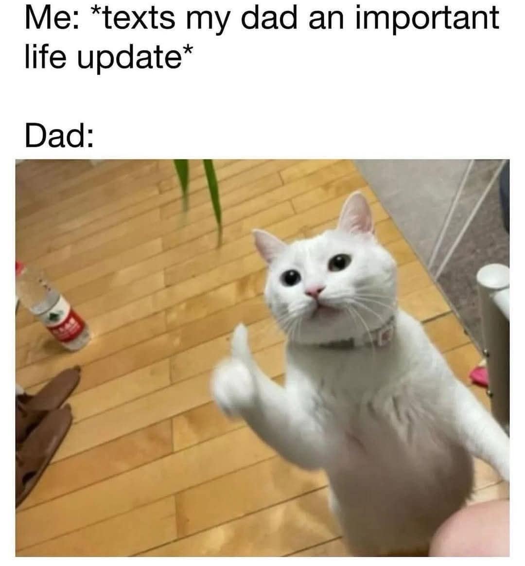 Me: *texts my dad an important life update* Dad: