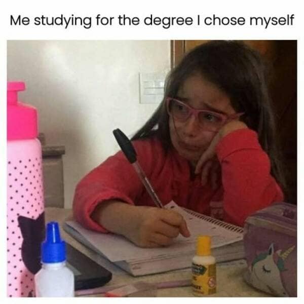 Me studying for the degree I chose myself