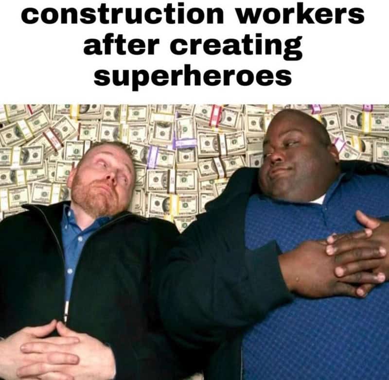 construction workers after creating superheroes