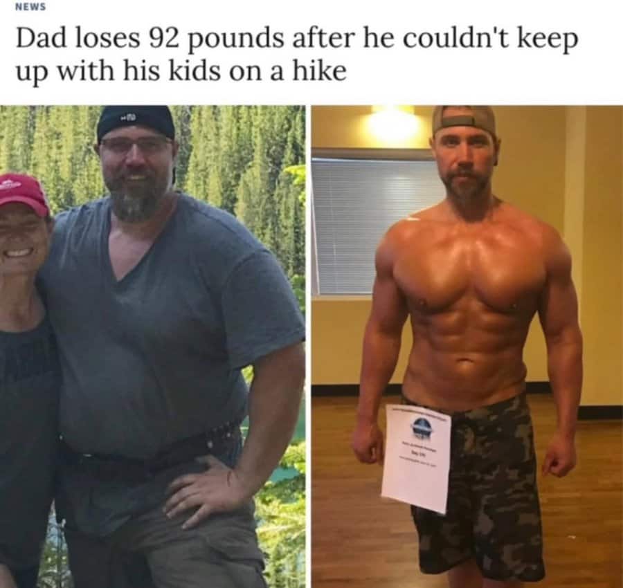 Dad loses 92 pounds after he couldn't keep up with his kids on a hike