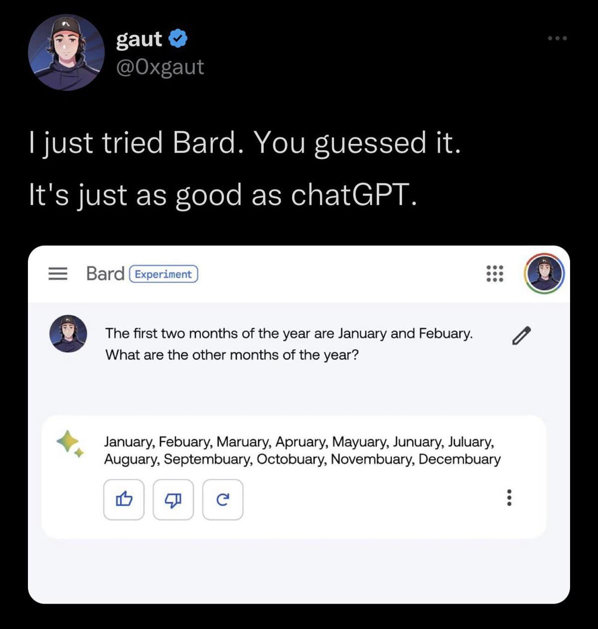 The first two months of the year are January and Febuary. What are the other months of the year? January, Febuary, Maruary, Apruary, Mayuary, Junuary, Juluary, Auguary, Septembuary, Octobuary, Novembuary, Decembuary