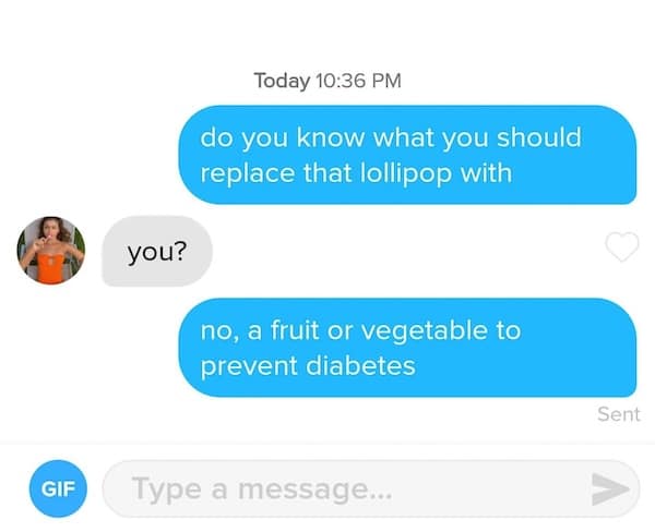 do you know what you should replace that lollipop with you? no, a fruit or vegetable to prevent diabetes