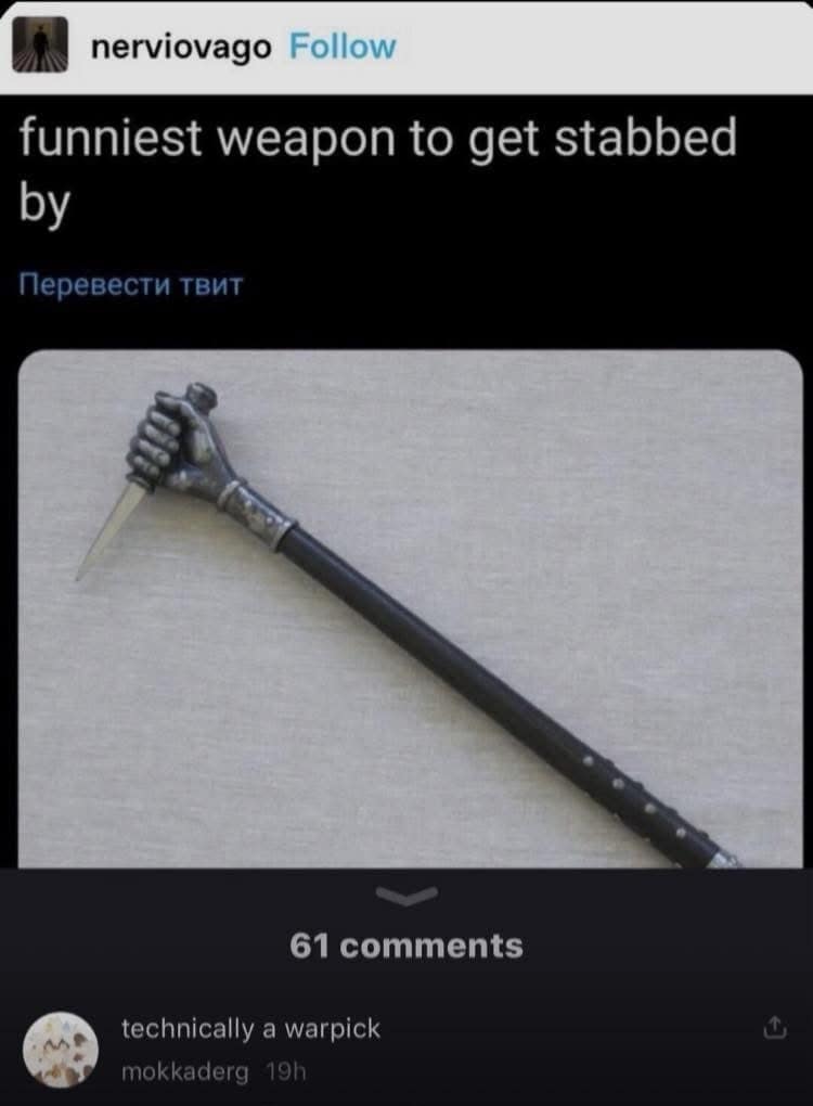 funniest weapon to get stabbed by