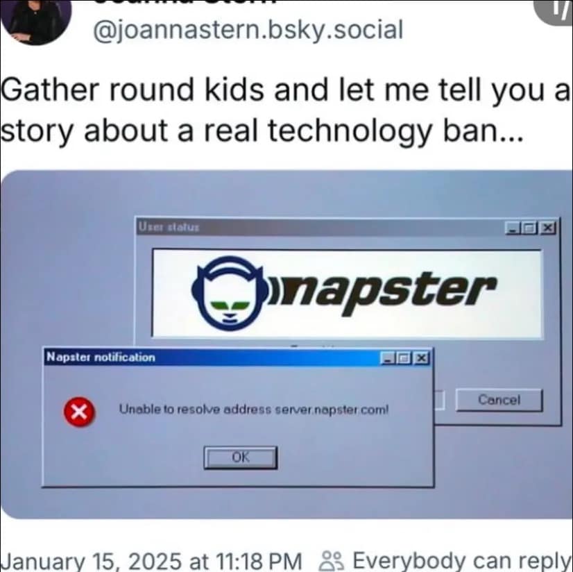 Gather round kids and let me tell you a story about a real technology ban...