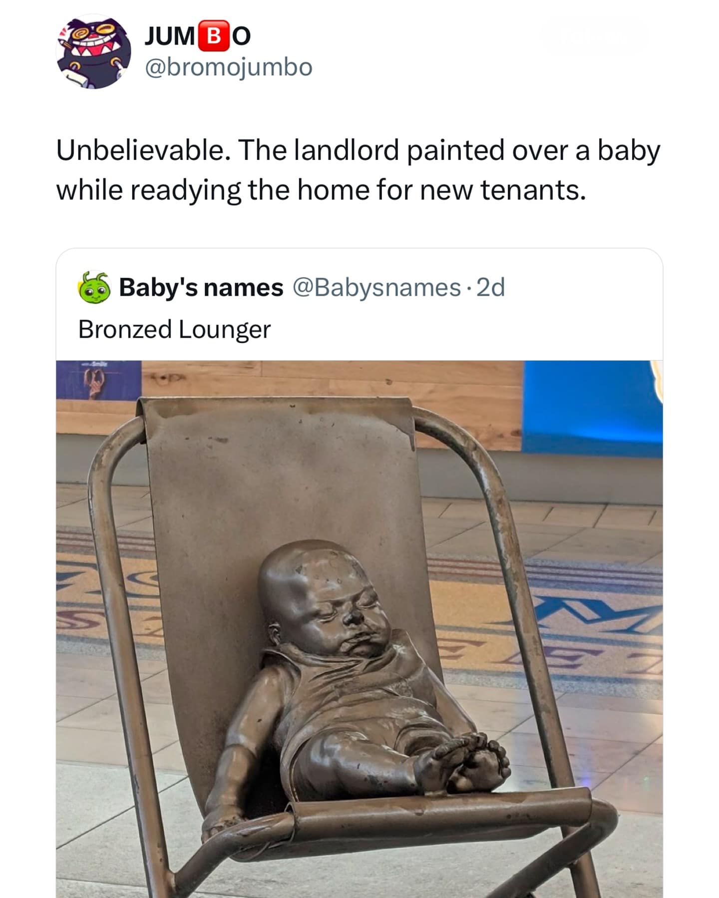 Unbelievable. The landlord painted over a baby while readying the home for new tenants.
