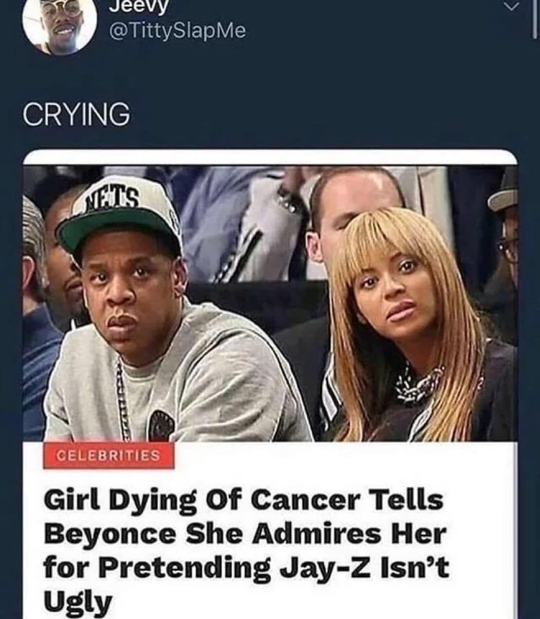 Girl Dying Of Cancer Tells Beyonce She Admires Her for Pretending Jay-Z Isn't Ugly