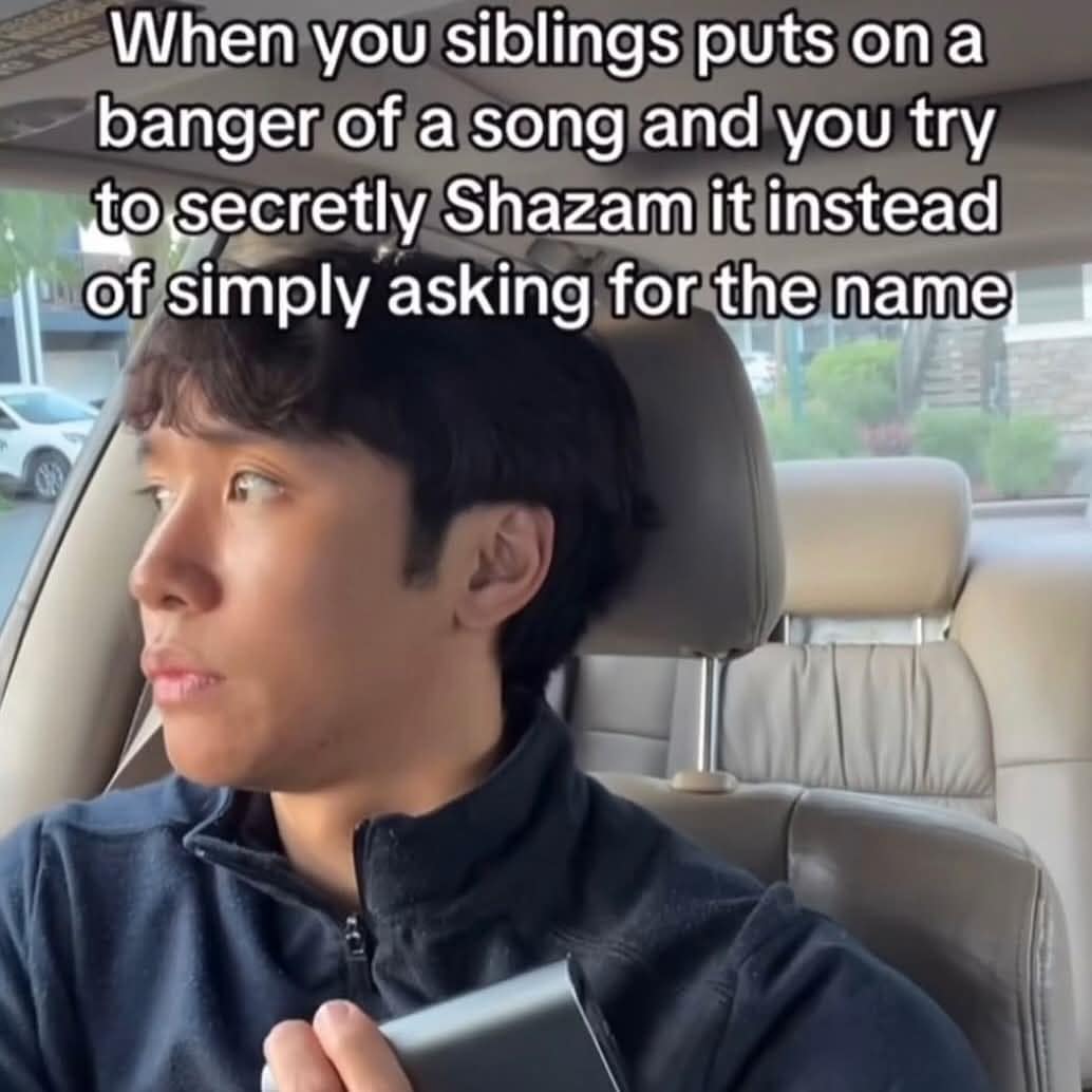 When you siblings puts on a banger of a song and you try to secretly Shazam it instead of simply asking for the name