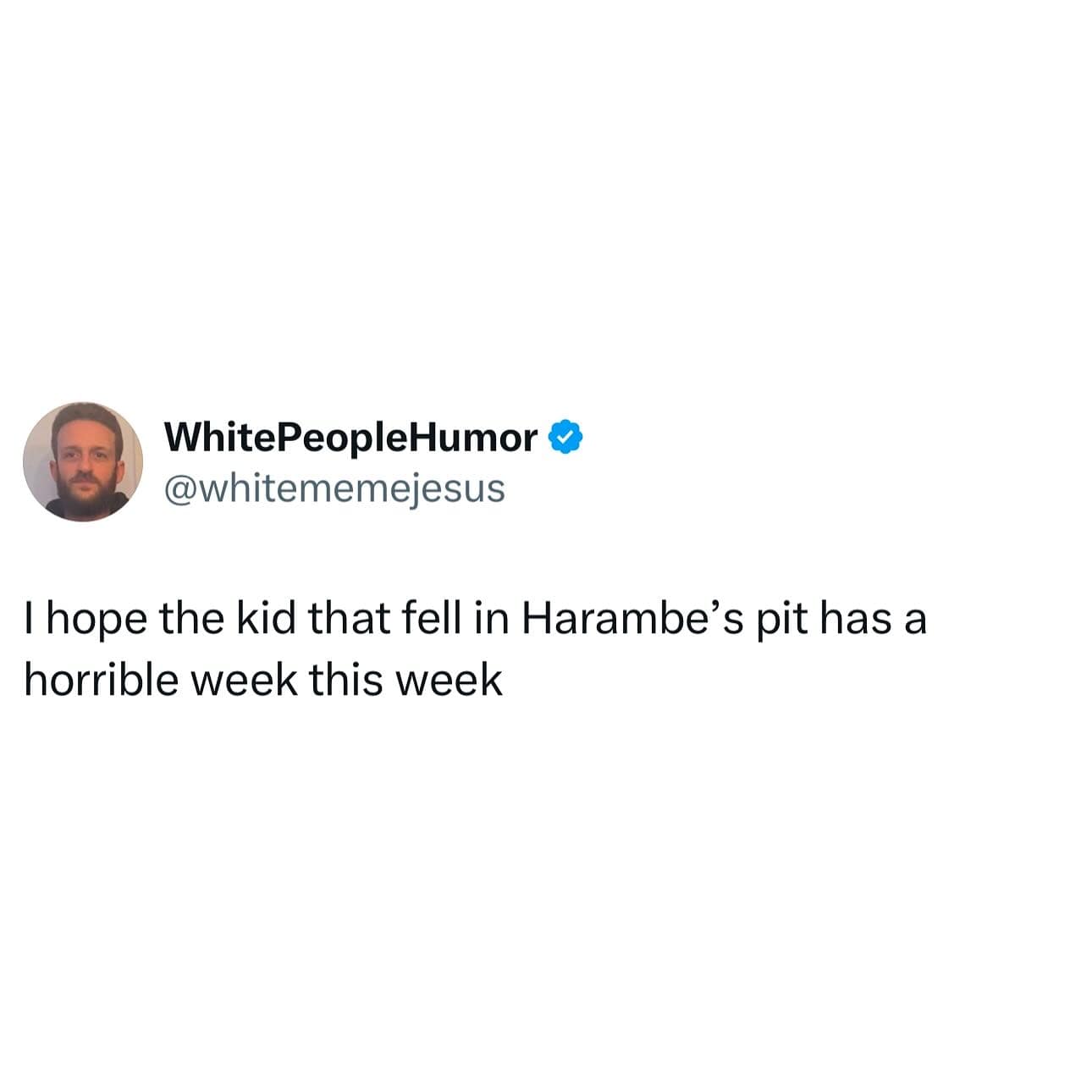 I hope the kid that fell in Harambe's pit has a horrible week this week