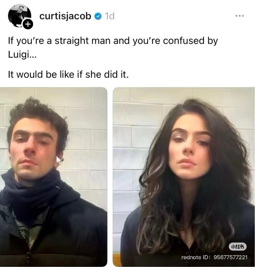 If you're a straight man and you're confused by Luigi... It would be like if she did it.