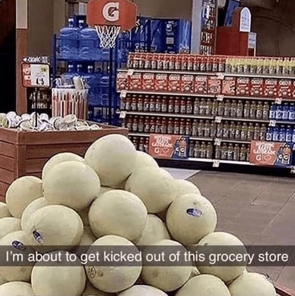 I'm about to get kicked out of this grocery store