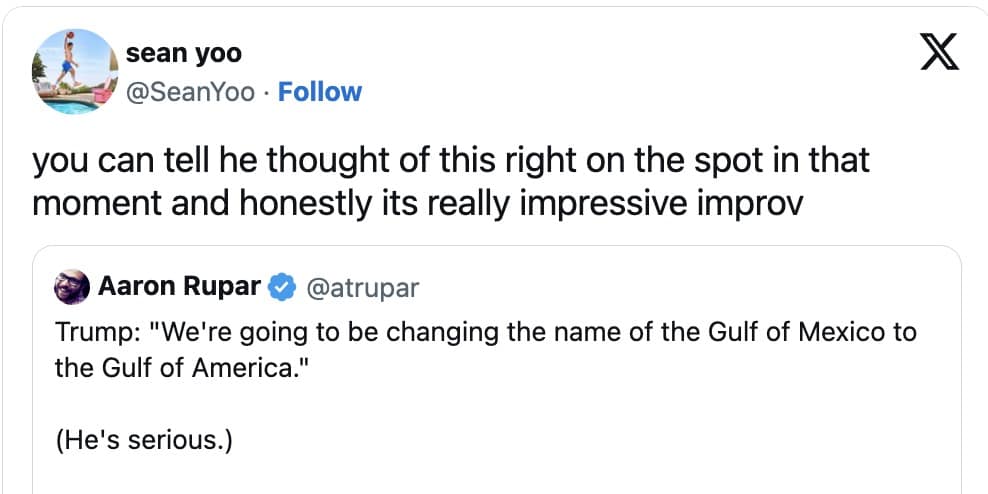 Gulf of America memes, Trump memes, Gulf of Mexico memes, renamed gulf jokes,presidential humor, political figure jokes, controversial statement wit