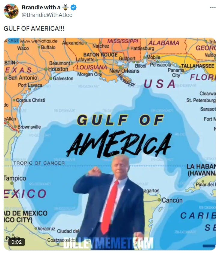 Gulf of America memes, Trump memes, Gulf of Mexico memes, renamed gulf jokes,presidential humor, political figure jokes, controversial statement wit