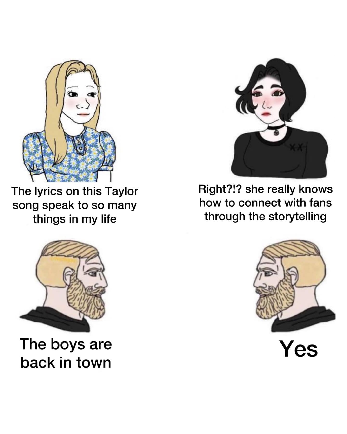 The lyrics on this Taylor song speak to so many things in my life The boys are back in town XX° Right?!? she really knows how to connect with fans through the storytelling Yes