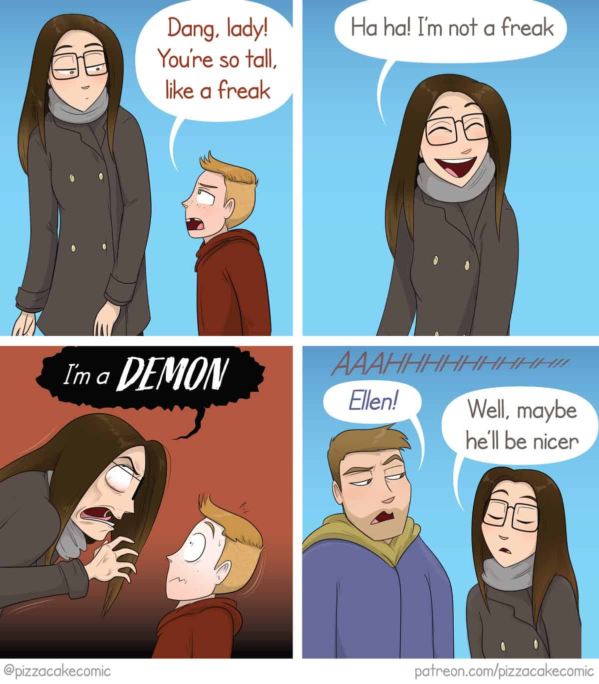 pizza cake webcomics, webcomics, funny online web cartoons, comedic panel series, short doodle strips, cartoon slice humor, cartoon strips, minimal comedic drawings, short panel illusions, webtoon humor, online comedic frames, net-based comic sketches, digital comics, e-comic sarcasm, net cartoon anecdotes