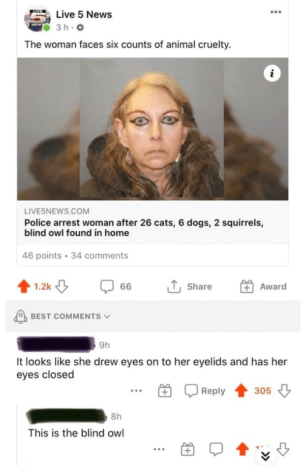 The woman faces six counts of animal cruelty.