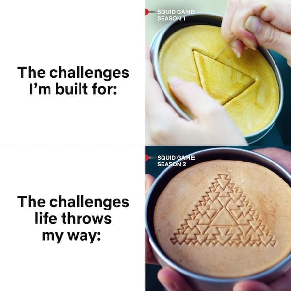 squid game meme, squid games memes, squid game meme, squid games memes, survival drama memes, lethal game comedic bits, K-battle comedic illusions, squid games season 2, squid game season 2, squid games meme