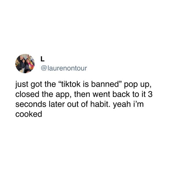 tiktok ban tweets, tiktok ban memes, TikTok ban news, TikTok shutdown updates, TikTok blocked in US, TikTok legal issues, TikTok alternative apps (apps like TikTok, TikTok replacements, best short video apps, social media trends, viral internet reactions, trending social media topics, online buzz