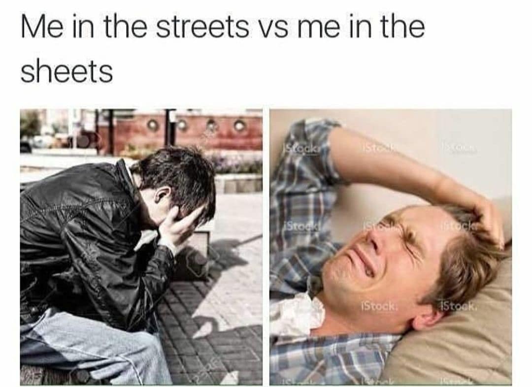 Me in the streets vs me in the sheets Stock