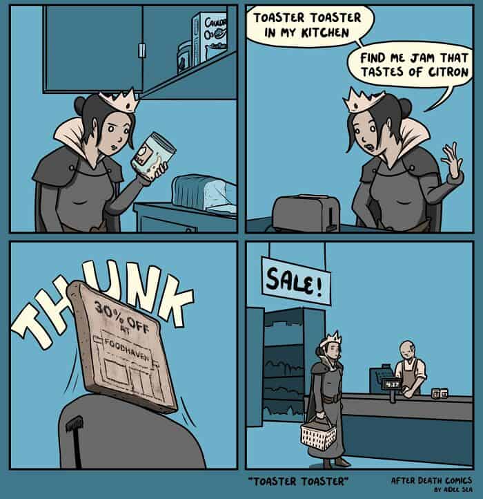 dark humor comics, after death comics, funny web comics, grim panels, eerie illustrations, spooky jokes, grim cartoons, spooky doodles, haunting drawings, ghostly lines, twisted humor, dark comedic style, ominous wisecracks, shadowy quips, morbid jokes, taboo laughs, gloomy punchlines, macabre banter