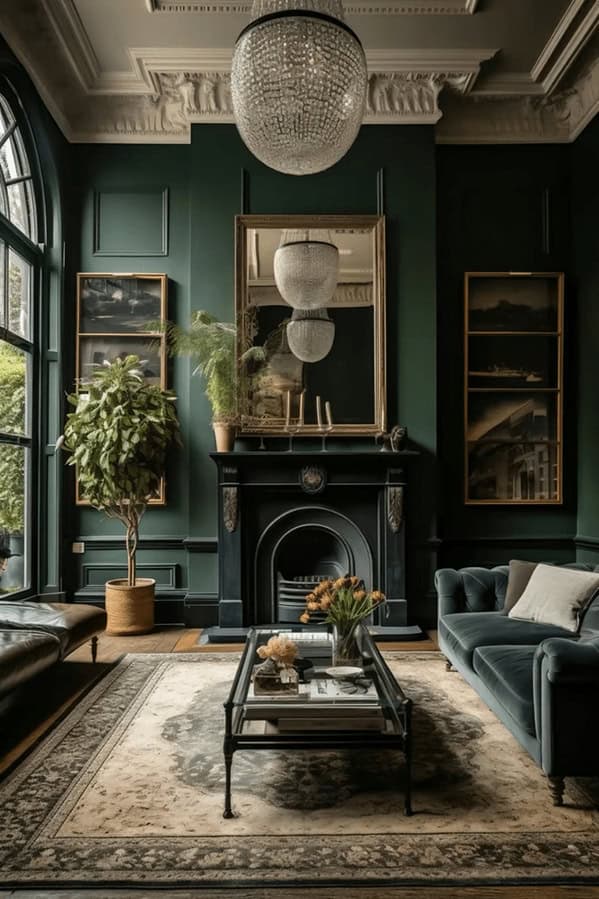 dark green aesthetic, deep emerald style, forest-toned vibe, lush interior mood, room makeovers, home revamp, space transformation, residential refresh