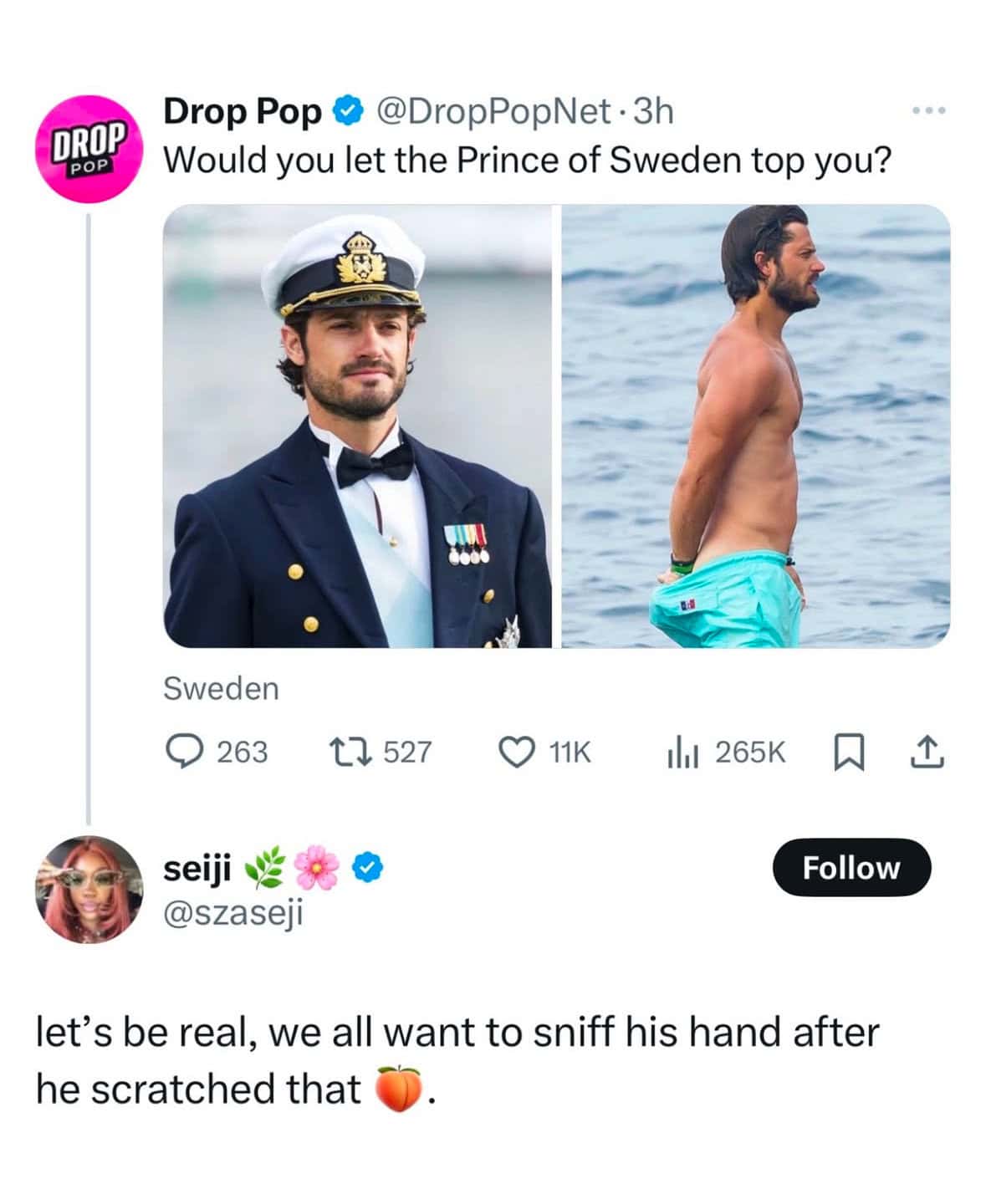 Would you let the Prince of Sweden top you?