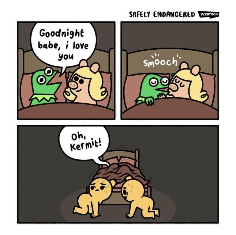 Goodnight babe, i love you Smooch oh, Kermit!