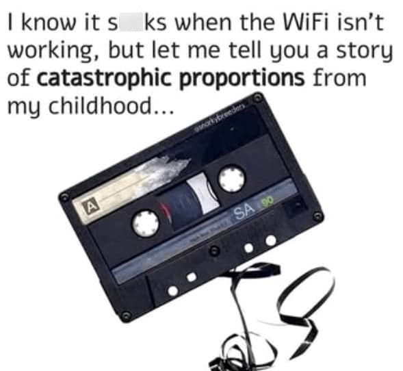 gen x meme, gen x memes, 90s humor, childhood memes, cassette tape struggles, middle school fashion, VCR programming, rotary phone jokes, dial-up internet, slap bracelets, nostalgia memes