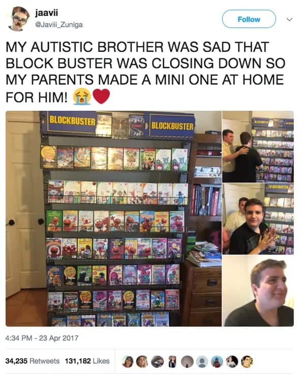 MY AUTISTIC BROTHER WAS SAD THAT BLOCK BUSTER WAS CLOSING DOWN SO MY PARENTS MADE A MINI ONE AT HOME FOR HIM!