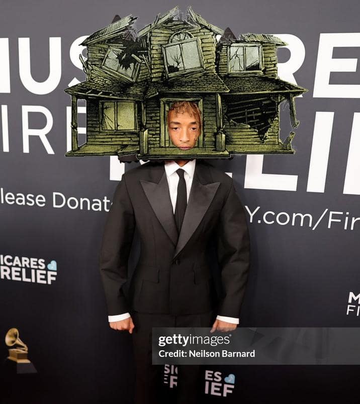 jaden smith castle hat memes, jaden smith memes, star’s bizarre headgear jokes, baffling red carpet comedic references, extravagant topper humor, celebrity memes, star-based comedic lines, personality meltdown laughter, Grammy outfit, awards show style comedic bits, formal event fashion spoofs, style meltdown jokes, bizarre garment comedic commentary