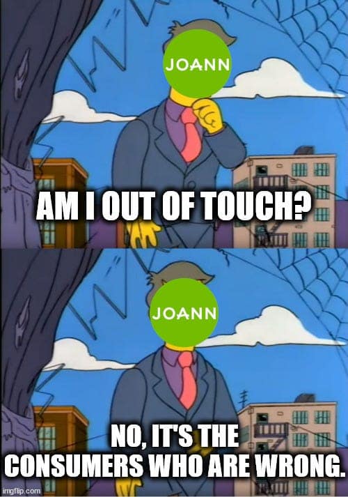 joann fabrics memes, joann fabrics closure, store closure memes, fabric store jokes, crafting community, clearance sale chaos, thread search memes, retail humor, hobbyist jokes, nostalgic memes, joanns fabrics memes