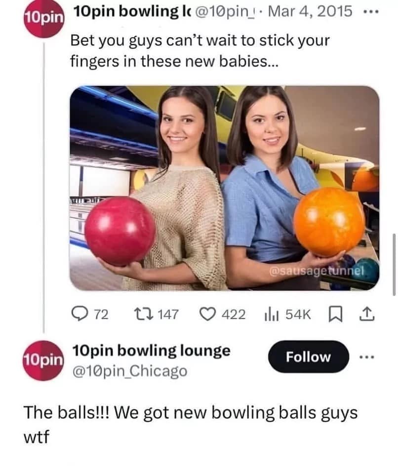 10pin 10pin bowling k@10pin| • Mar 4, 2015 ••• Bet you guys can't wait to stick your fingers in these new babies... @72 27 147 422 10pin 10pin bowling lounge @10pin_Chicago @sausagetunnel In 54K Follow The balls!!! We got new bowling balls guys wtf