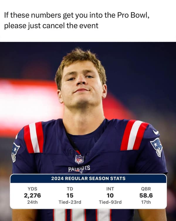 If these numbers get you into the Pro Bowl, please just cancel the event