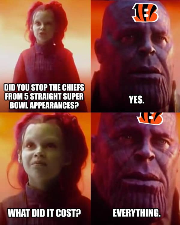 DID YOU STOP THE CHIEFS FROM 5 STRAIGHT SUPER BOWL APPEARANCESP YES. WHAT DID IT COST? EVERYTHING.