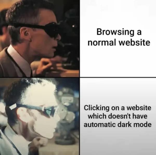 Browsing a normal website Clicking on a website which doesn't have automatic dark mode