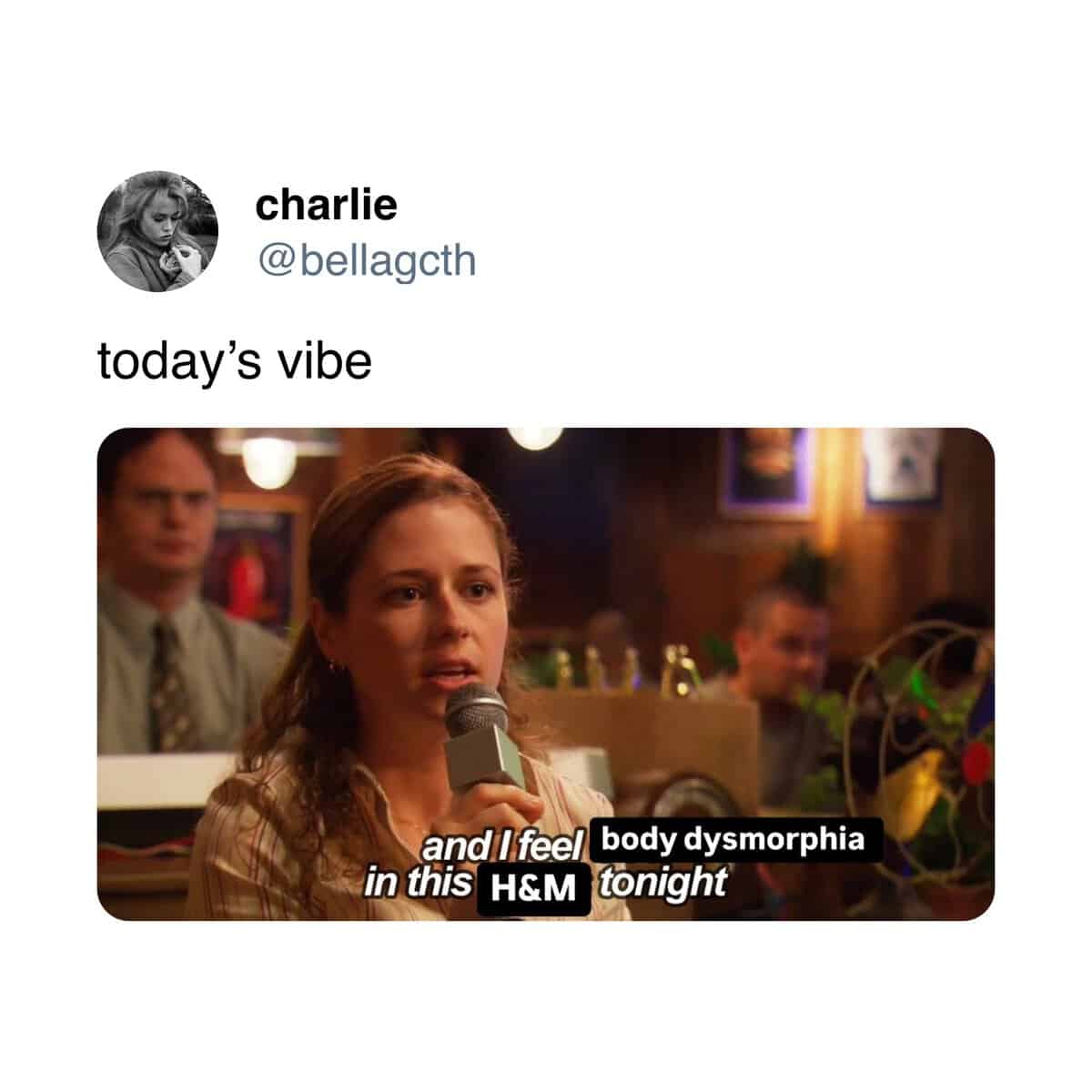 today's vibe and I feel body dysmorphia in this H&M tonight