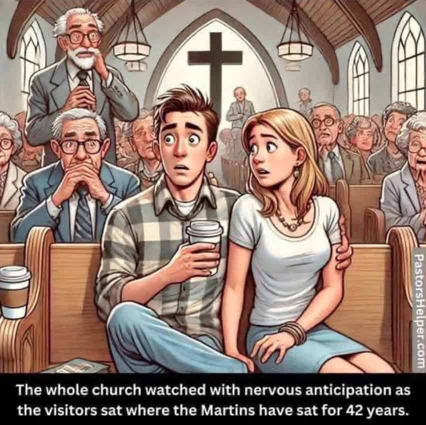 The whole church watched with nervous anticipation as the visitors sat where the Martins have sat for 42 years.