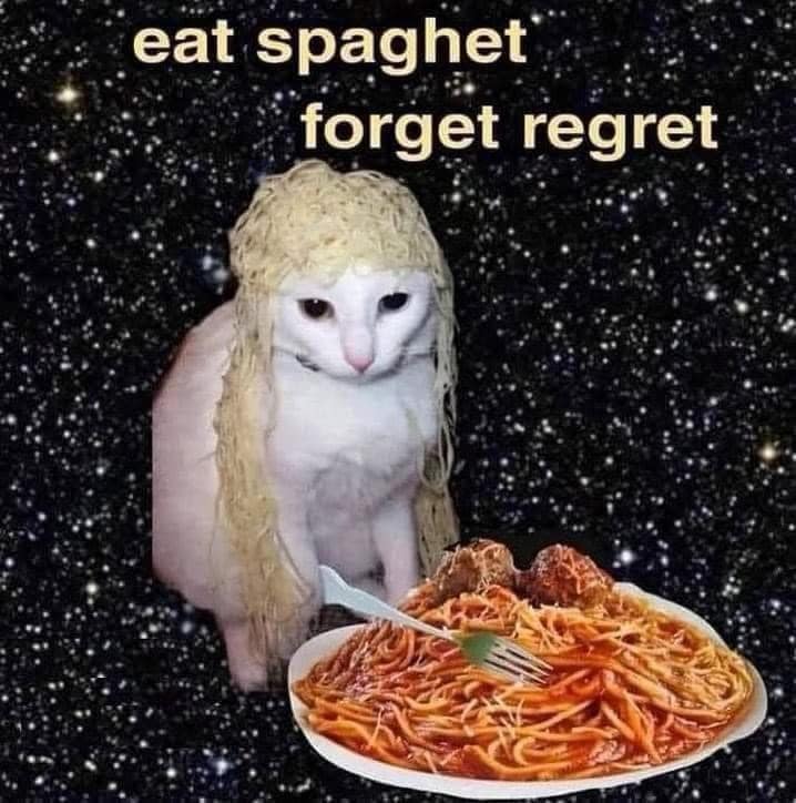 eat spaghet forget regret