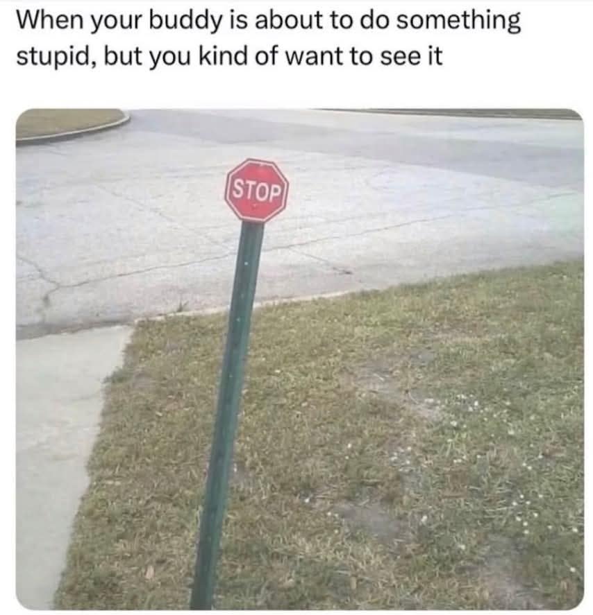 When your buddy is about to do something stupid, but you kind of want to see it STOP