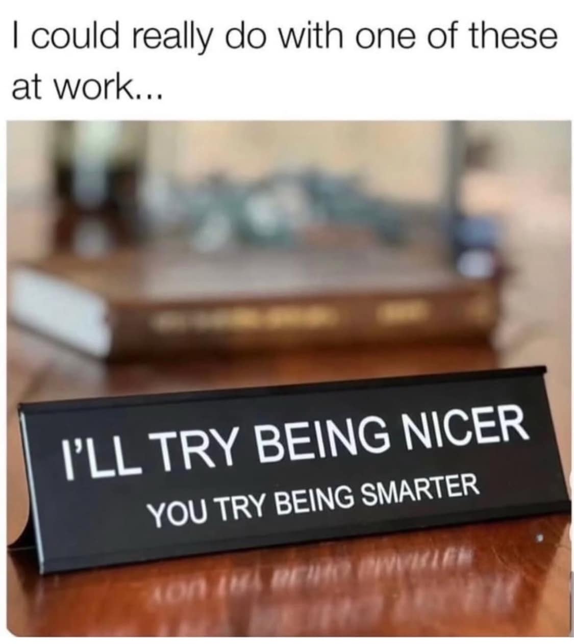 I could really do with one of these at work. I'LL TRY BEING NICER YOU TRY BEING SMARTER