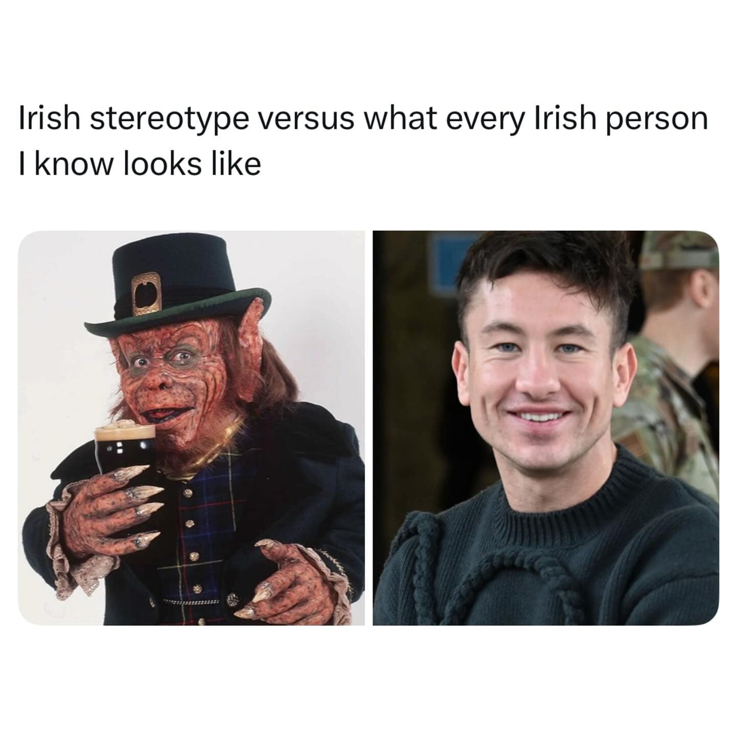 Irish stereotype versus what every Irish person I know looks like